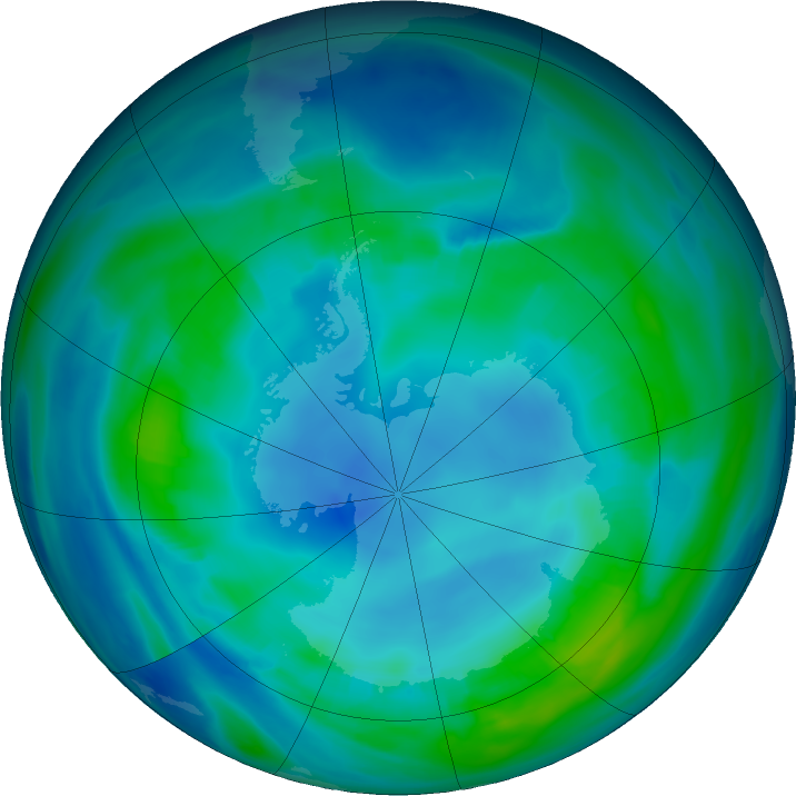Antarctic ozone map for 08 May 2022